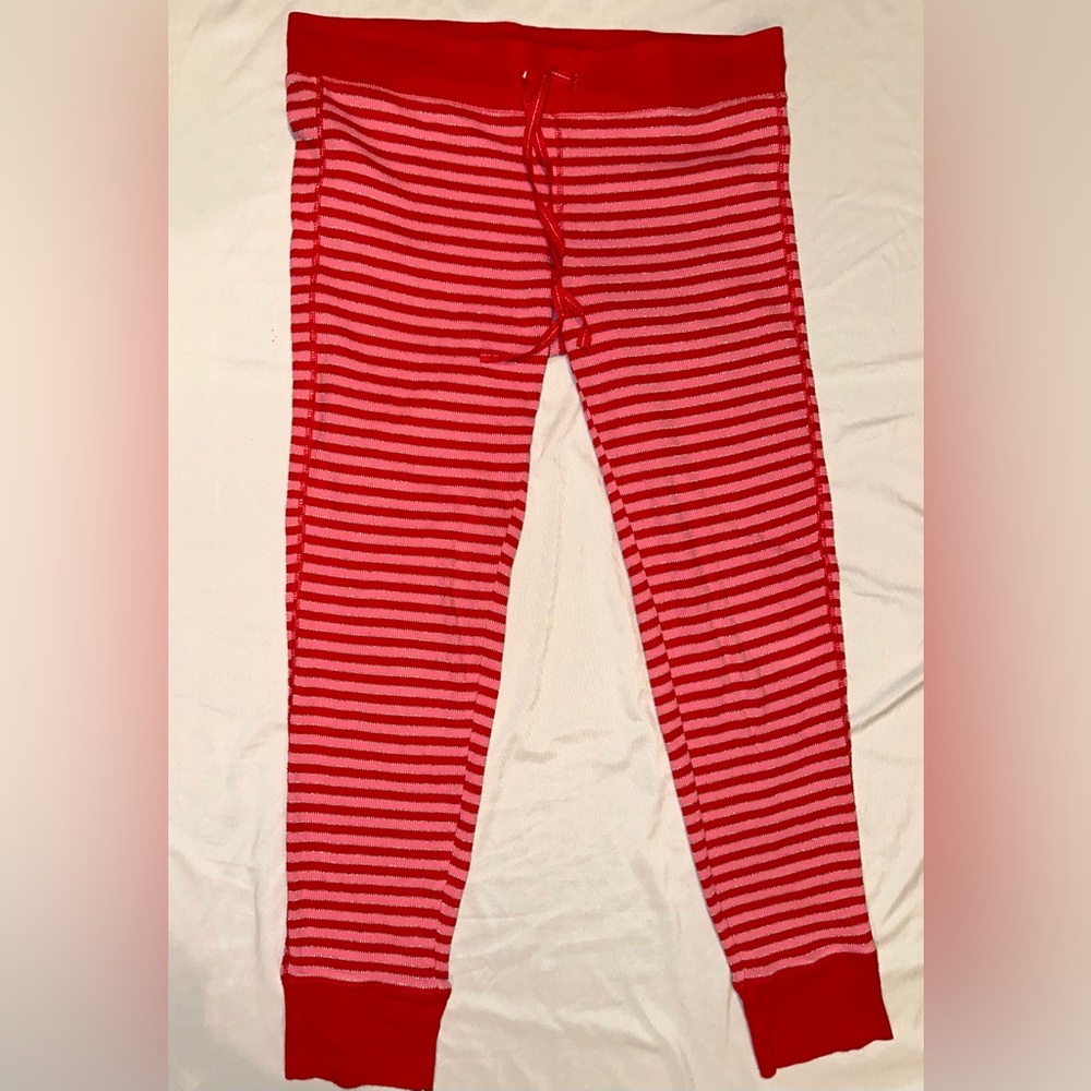 Victoria's Secret Intimates Red & Pink Glitter Stripe Drawstring Sleep Pants - Picture 7 of 8